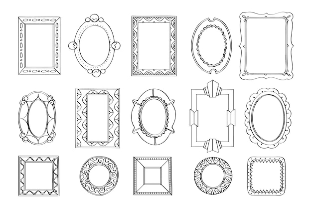 Free vector doodle frame pack hand drawn