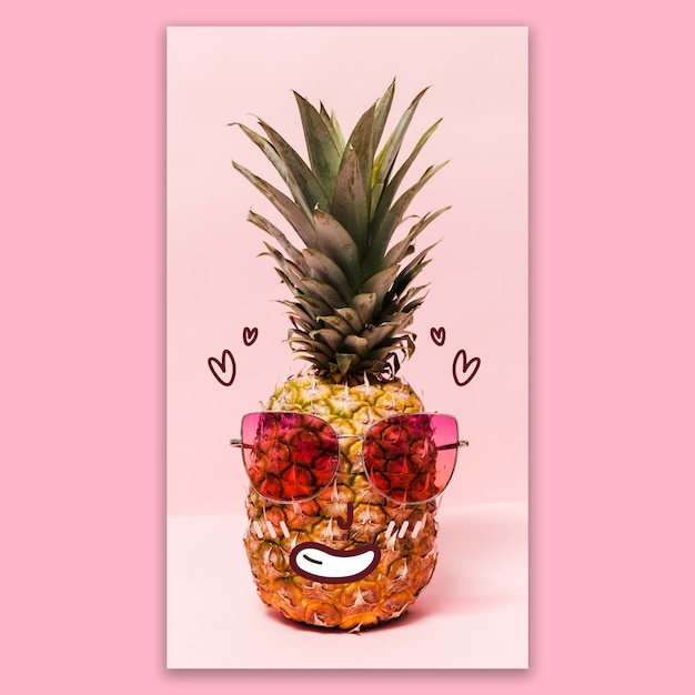 Vettore gratuito doodle divertente carta da parati mobile ananas