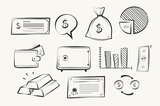Free Vector doodle hand drawn bank drawing illustrations