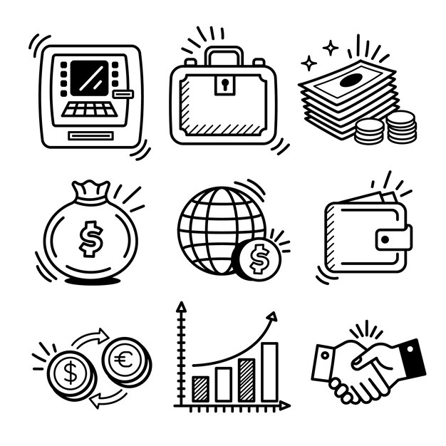 doodle hand drawn bank drawing illustrations