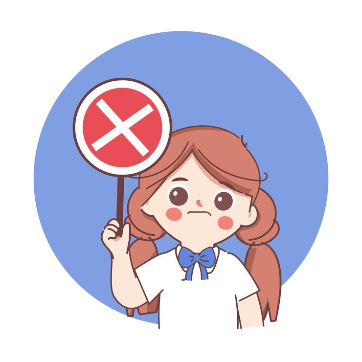 無料Vector 正しいまたは無視する記号で手描き漫画かわいい女の子の学生を落書きタグの答えはありません