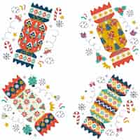 Free vector doodle hand drawn christmas cracker stickers