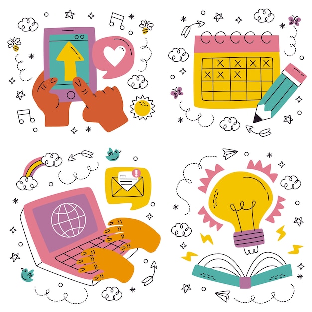 Doodle hand drawn essentials stickers