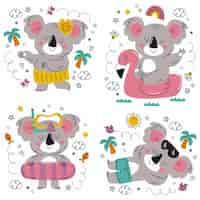 Free vector doodle hand drawn koala stickers