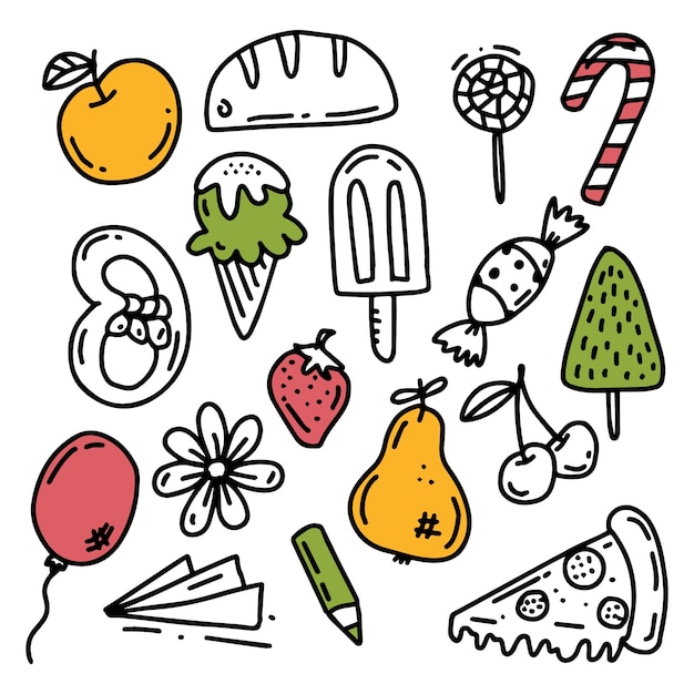 Doodle hand drawn miscellaneous illustrations