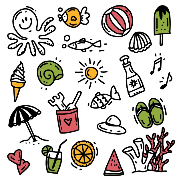 Doodle hand drawn miscellaneous illustrations