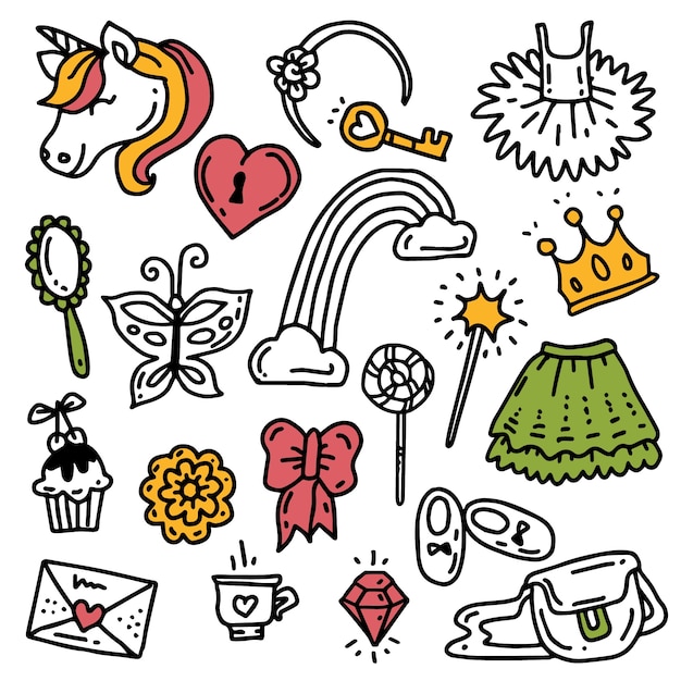 Doodle hand drawn miscellaneous illustrations