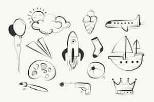 Free vector doodle hand drawn miscellaneous illustrations