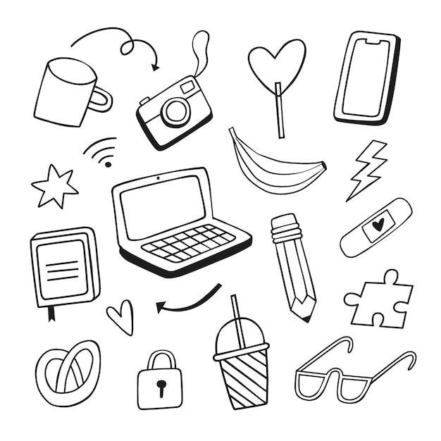 Free vector doodle hand drawn miscellaneous illustrations