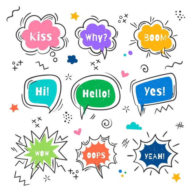 doodle hand drawn speech bubble drawings collection