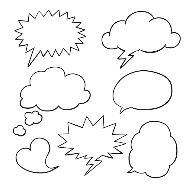 Doodle hand drawn speech bubbles illustrations