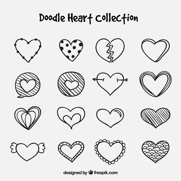 Free Vector doodle heart collection