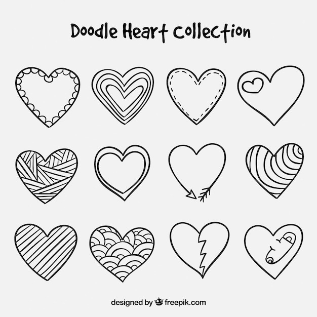 Doodle heart collection