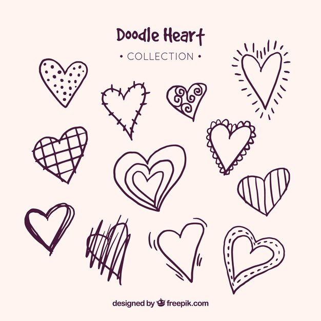 Free Vector doodle heart collection