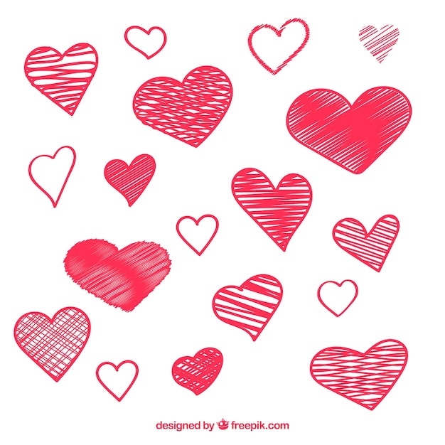 Free vector doodle heart collection