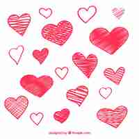 Free vector doodle heart collection