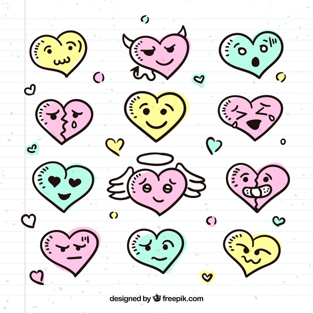 Free Vector doodle heart collection