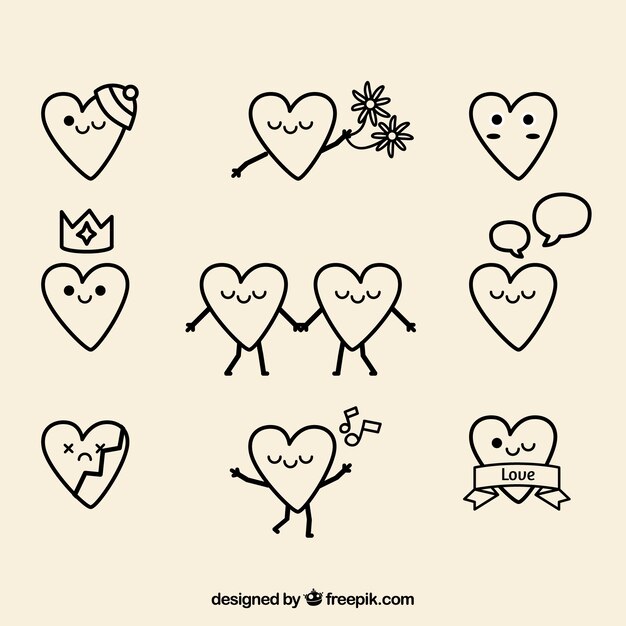 Doodle heart collection