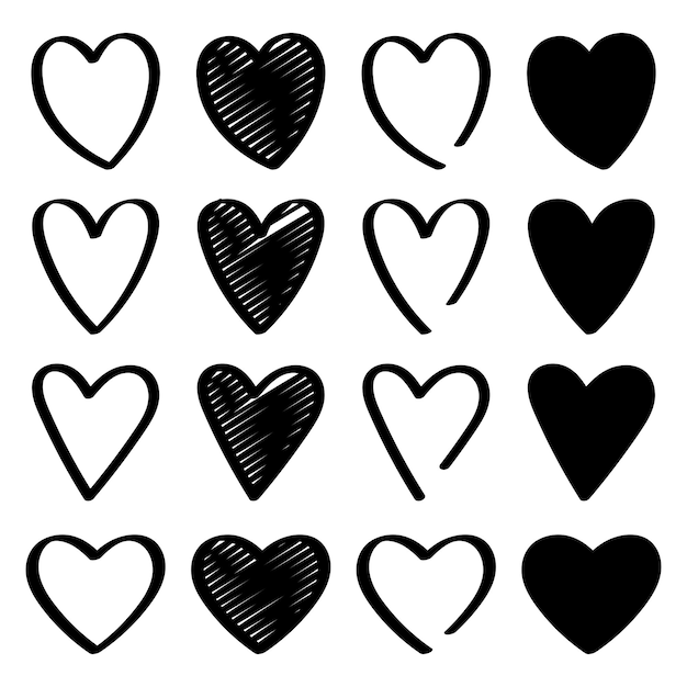 Free vector doodle hearts collection