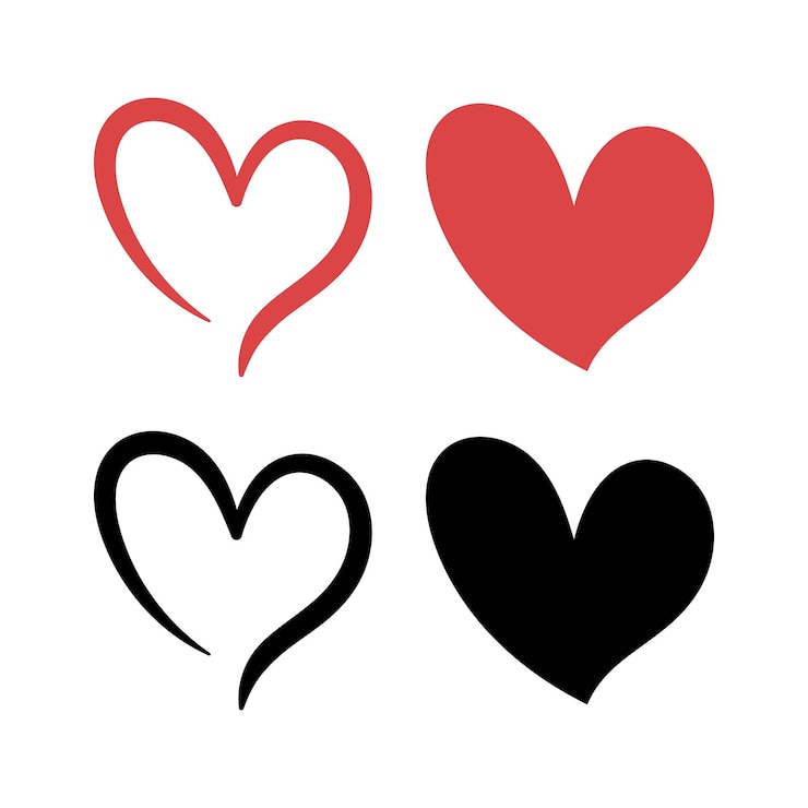 Free Vector doodle hearts set of four