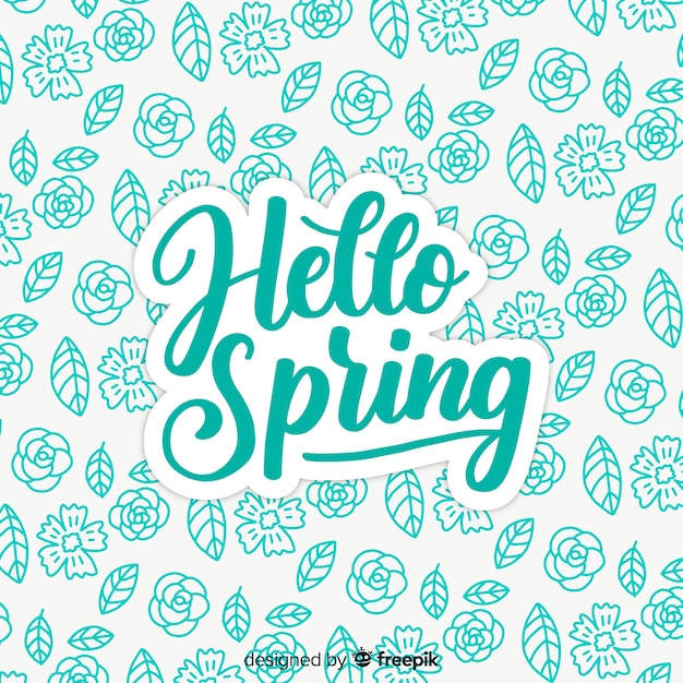 Free vector doodle hello spring background