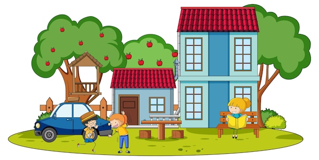 Free vector doodle house cartoon design