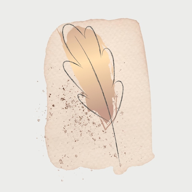Free vector doodle leaf with beige brush stroke background