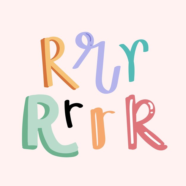 Вектор шрифта Doodle letter R