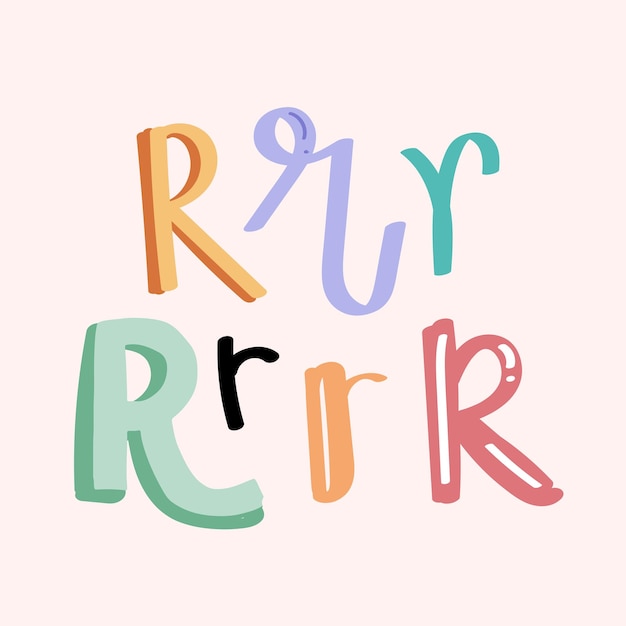 Вектор шрифта Doodle letter R