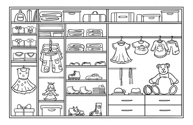 Doodle Monochrome Children Wardrobe Concept