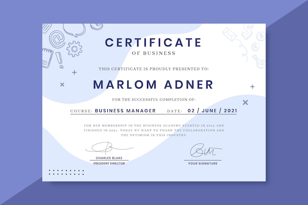 Doodle monocolor business certificates