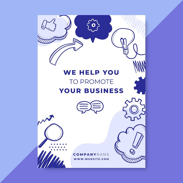 Free vector doodle monocolor business flyer