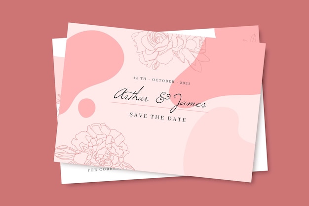 Doodle monocolor wedding postcard