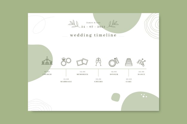 Doodle monocolor wedding timeline