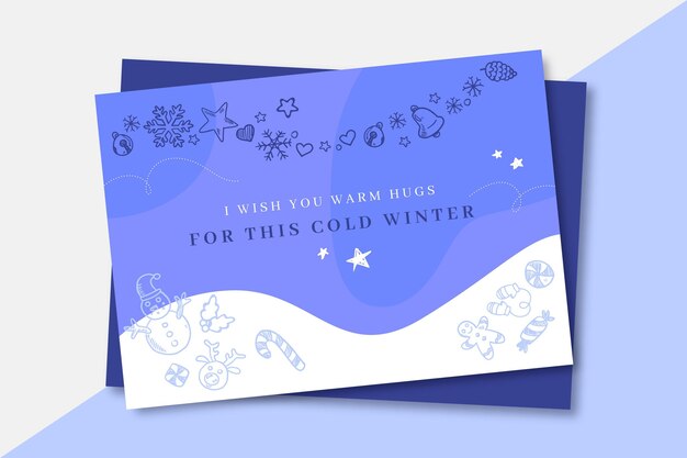 Free vector doodle monocolor winter card