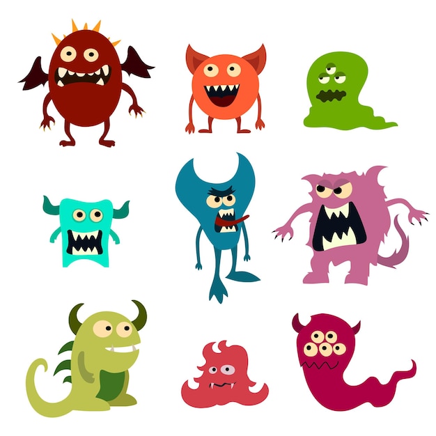 Free Vector  Doodle monsters set