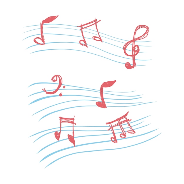 Vettore gratuito doodle note musicali