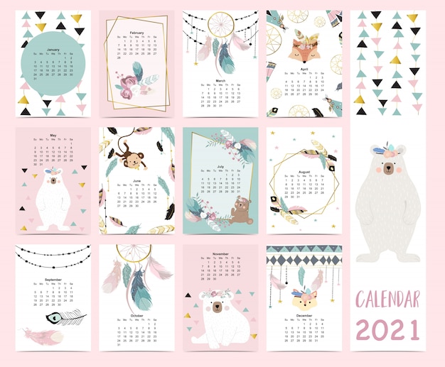 Free Vector 2020 Calendar lny calendar 2021