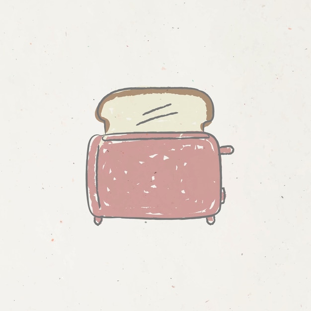 Doodle pink bread toaster design resource vector