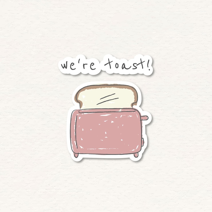 Free Vector doodle pink bread toaster sticker vector