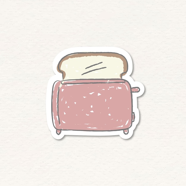 Doodle pink bread toaster sticker