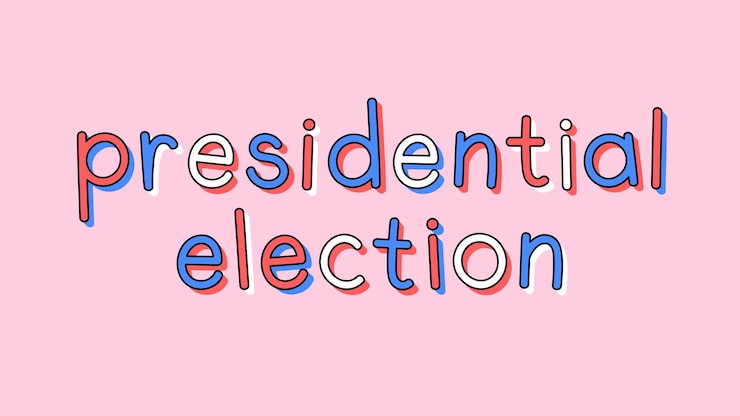 Free Vector doodle presidential election text typography on pink