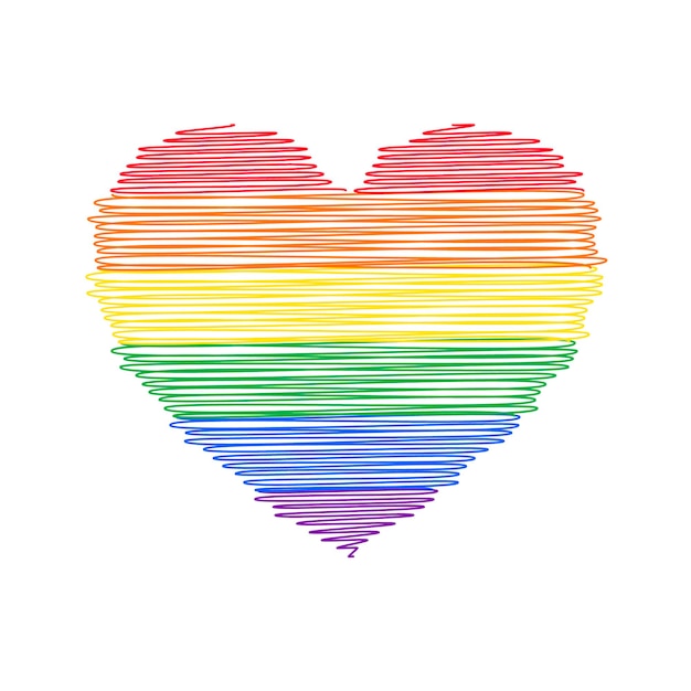 Doodle Pride Flag in Heart Shape