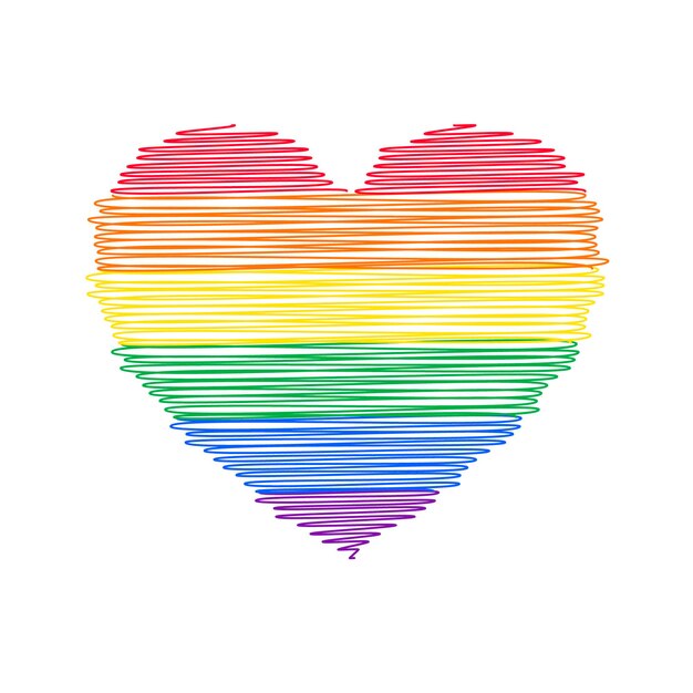 Doodle Pride Flag in Heart Shape