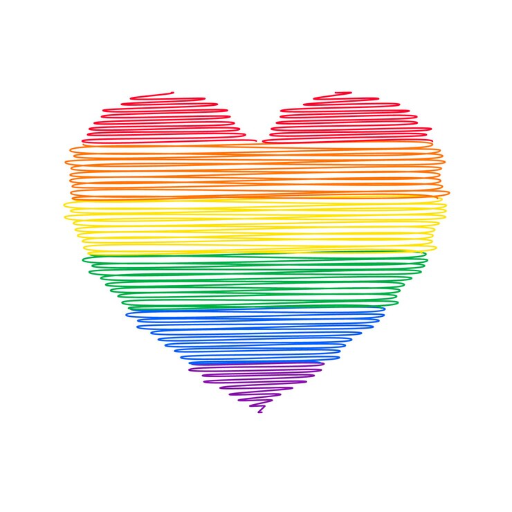 Doodle Pride Flag in Heart Shape