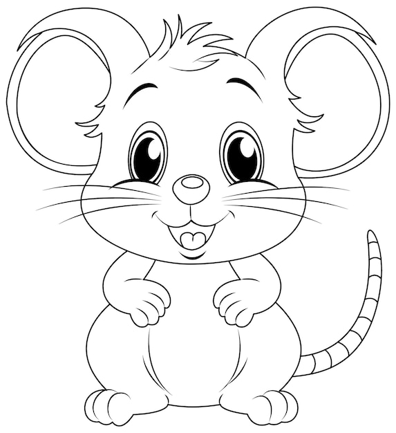 Doodle rat outline cartoon