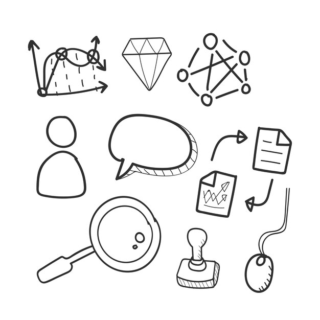 Doodle set of computer network icons