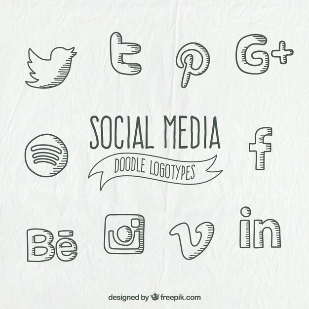 Doodle social media logo collection