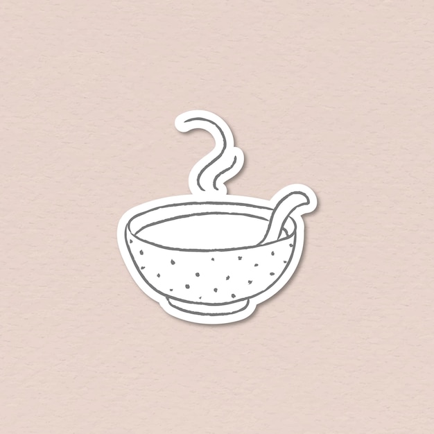 Free vector doodle soup bowl sticker vector