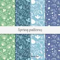 Free vector doodle spring pattern set